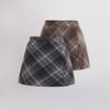 2025 Autumn/Winter Girls' High Waist Wool Plaid Skirt, Korean-Style Fashionable Slimming Short Skirt