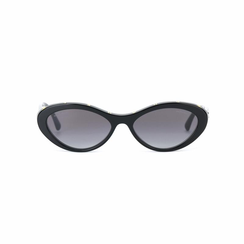 Chanel Солнцезащитные очки 'кошачий глаз' с логотипом на дужках, одинаковый стиль для мужчин и женщин, парный стиль, черные