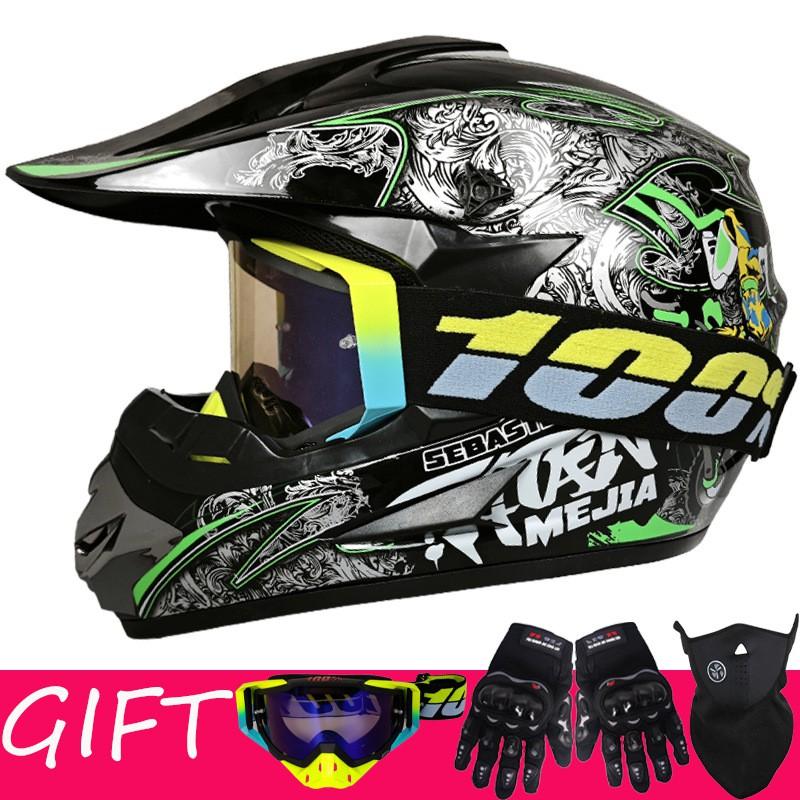 Youth Off-Road Full Face Helmet With 100% Goggles Gloves Mask Bike Karting