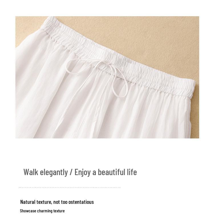 Женские повседневные брюки с широкими штанинами и эластичной талией - Хлопок Лен Двухслойные