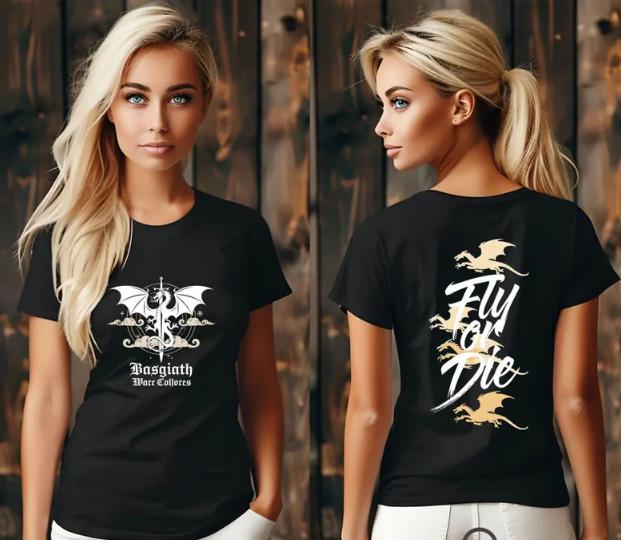 TXFourth Wing T-Shirt Basgiath War College Double-Sided Design Women's T-shirt