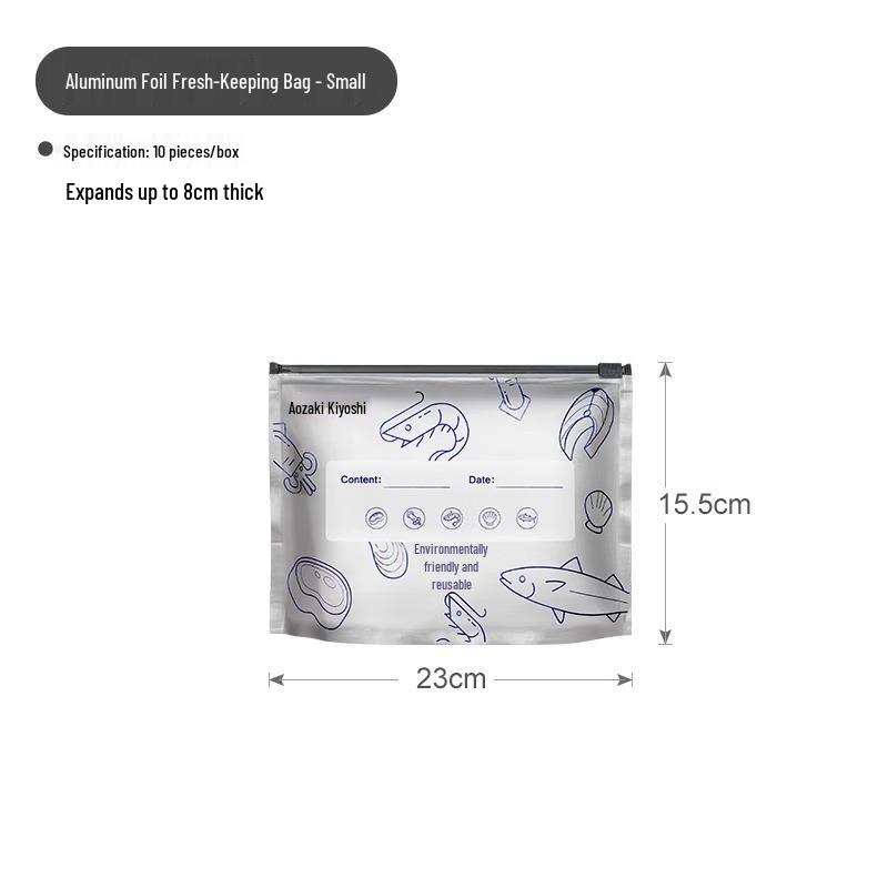 Thickened Food-Grade Aluminum Foil Zipper Fresh-Keep Bag for Refrigerator and Freezer Storage