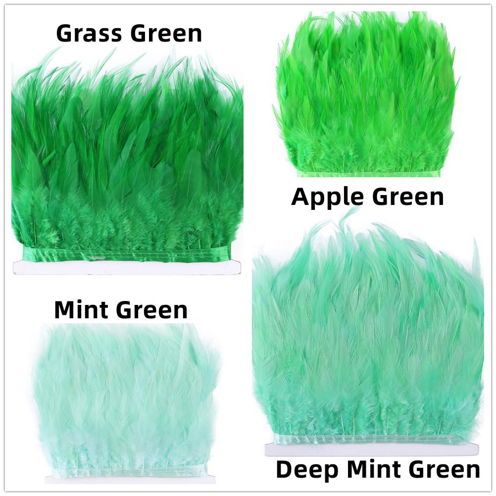 Feather4-6inch High Quality Chicken Feathers Trim Fringe 1meter Mint Green Rooster Feather Ribbon Wedding Dress Creative Crafts Plumes