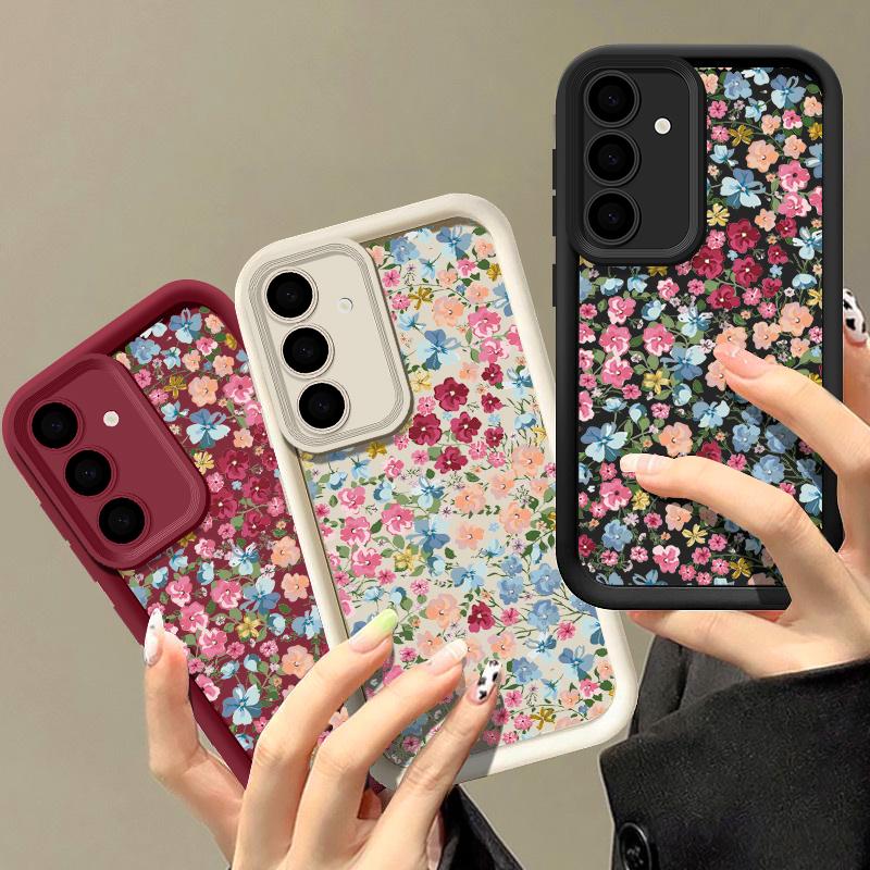 Красивый цветочный узор чехол для Samsung S24 FE S23 Ultra S22 S21 Plus A55 A54 A53 A52 A35 A34 A15 A14 цветы противоударный защитный объектив телефона чехол