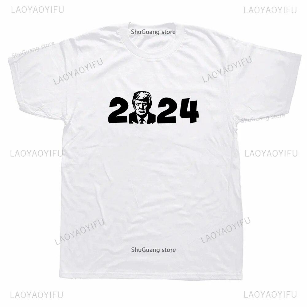 Футболка Trump 2024, топы с принтом, забавная футболка унисекс, WoUnisex, одежда с юмором, портретом, модные футболки с графикой, хлопковая футболка
