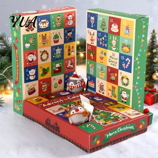 Advent Calendar for Kids 5Pcs 24-Day Christmas Box, Blank Gift Box with Interactive Holiday Game Pull-Tab Windows, Countdown Surprise Toy Container,