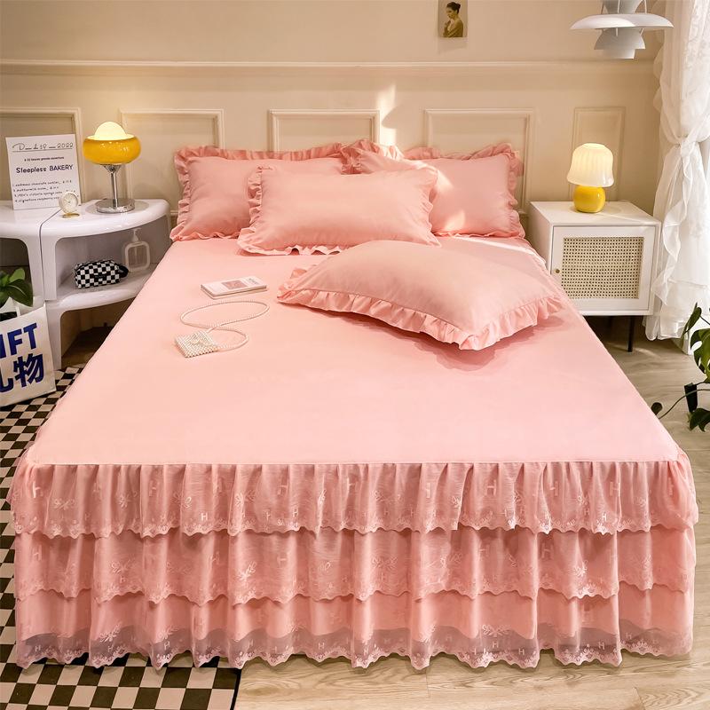 Весна и лето, кружевная юбка-кровать, одинарный кружевной матрас принцессы с начесом, нескользящий защитный чехол, покрывало, подарок