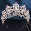 Royal Queen Opal Green Crown Big Diadem Bride Crowns for Women Tiaras Wedding Party Bridal Crown Hair Dress Jewelry Accessori