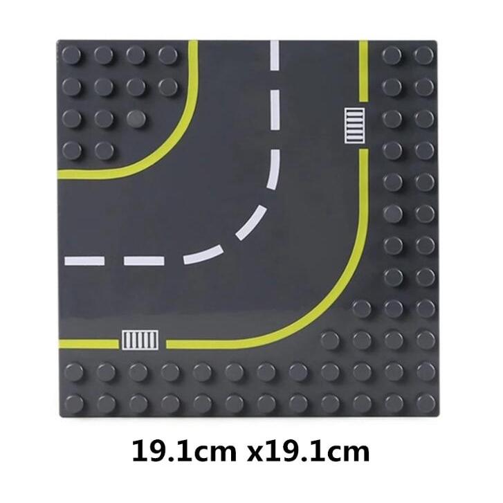 Большие частицы, городская дорога, улица, базовая пластина, прямая кривая, строительные блоки, совместимые с Duplo кирпичи, базовая пластина, детские игрушки