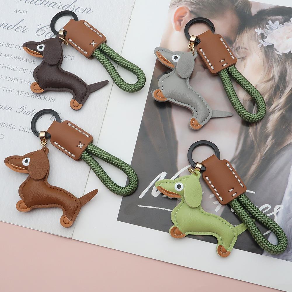Модный брелок для ключей в виде таксы, мультяшный щенок, сумка, подвеска из искусственной кожи, вешалка, украшение для сумки