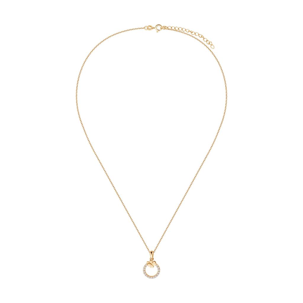 Gold-plated Silver Necklace with Cubic Zirconia Clover Circle 925 Nsc57910