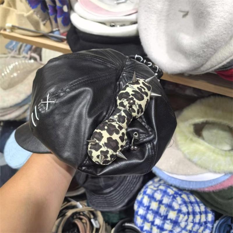 Берет с заклепками для леди, девушки, модный, 2000-е, восьмиугольная шляпа, шляпа водителя, шапочки с черепом для девушки, все сочетается, рокерская шляпа