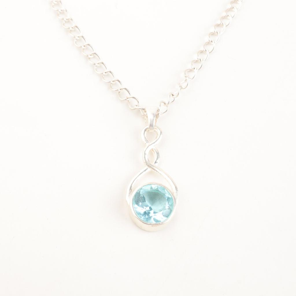 Редкий Голубой Топаз Драгоценный Камень Серебро 925 пробы Ювелирные Изделия Красивая Подвеска 1.13" CP-25-12