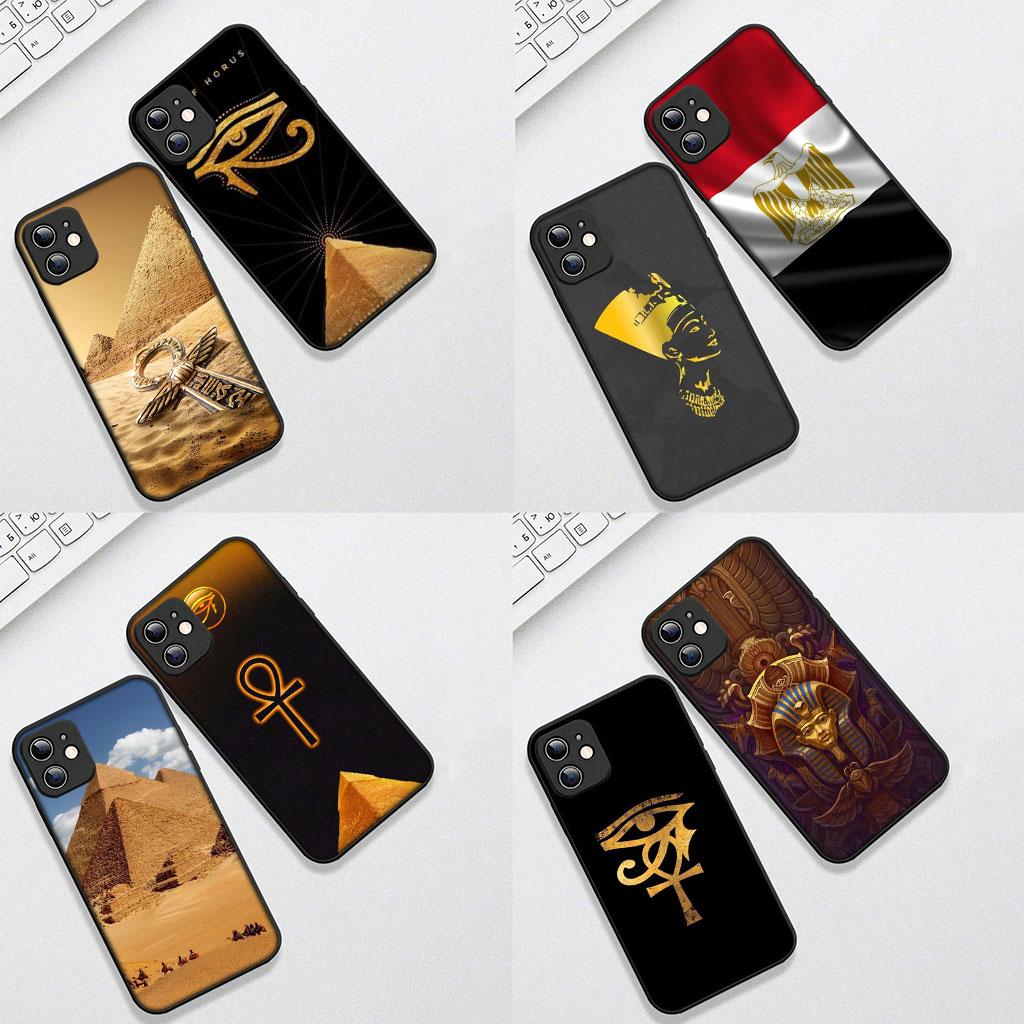 Soft Cover for Apple iPhone 13 12 Mini XS 11 Pro Max 7 8 Plus + XR SE 2022 2020 SE3 Coque Phone Case Egypt Nefertiti Anubis Ankh