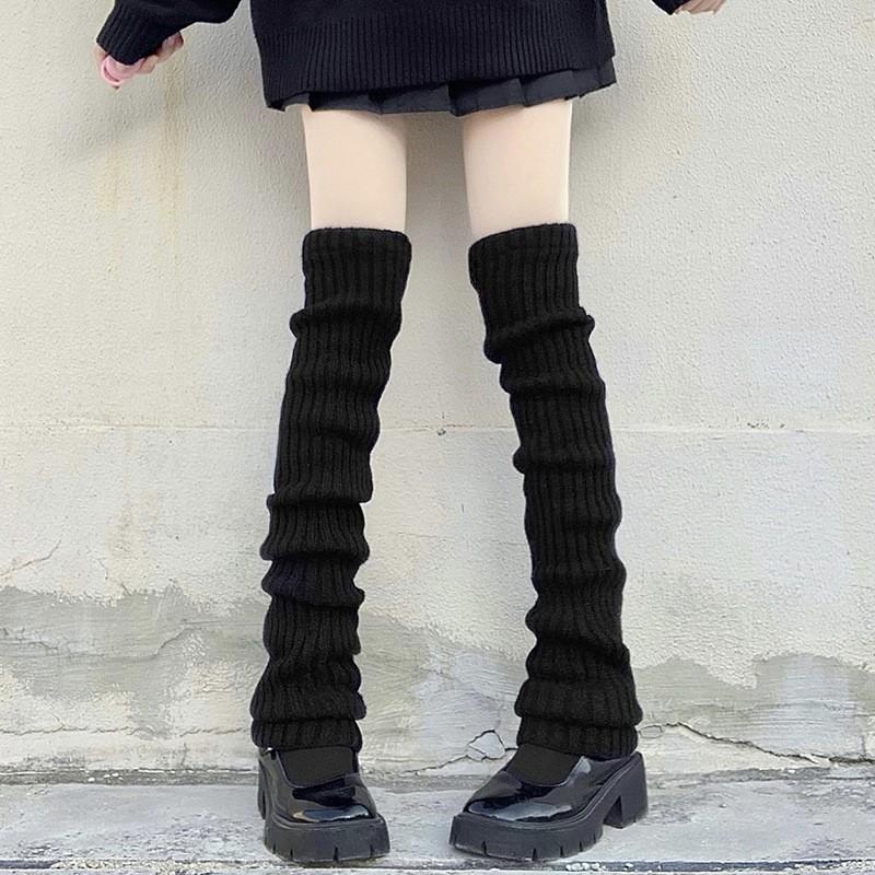 70cm Women Leg Warmers Over Knee Japanese Lolita Style JK Uniform for Girl Sweet Kawaii Up Knitted Socks Foot Warming Cover