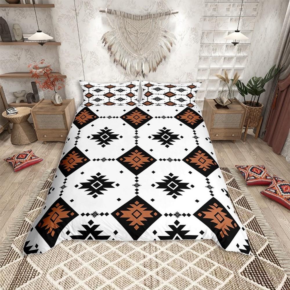 Комплект пододеяльника для взрослых Homewish Mandala Aztec, Абстрактный комплект постельного белья в племенном стиле хиппи, Комплект постельного белья с западным овечьим черепом