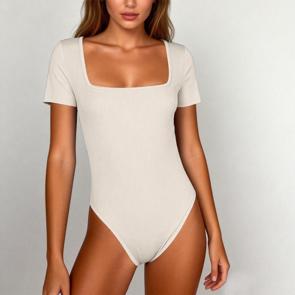 Женский летний спортивный компрессионный боди с коротким рукавом