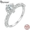 BAMOER 0.5CT Round Moissanite Ring 8 Heart Claws 925 Sterling Silver Ring for Women Wedding Engagement Fine Jewelry Gift