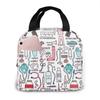 Travel Nurse Bag Insulated Lunch Bags Women Cartoon Nurse Print Food Case Cooler Warm Bento Box for Kids Lunch Box for School