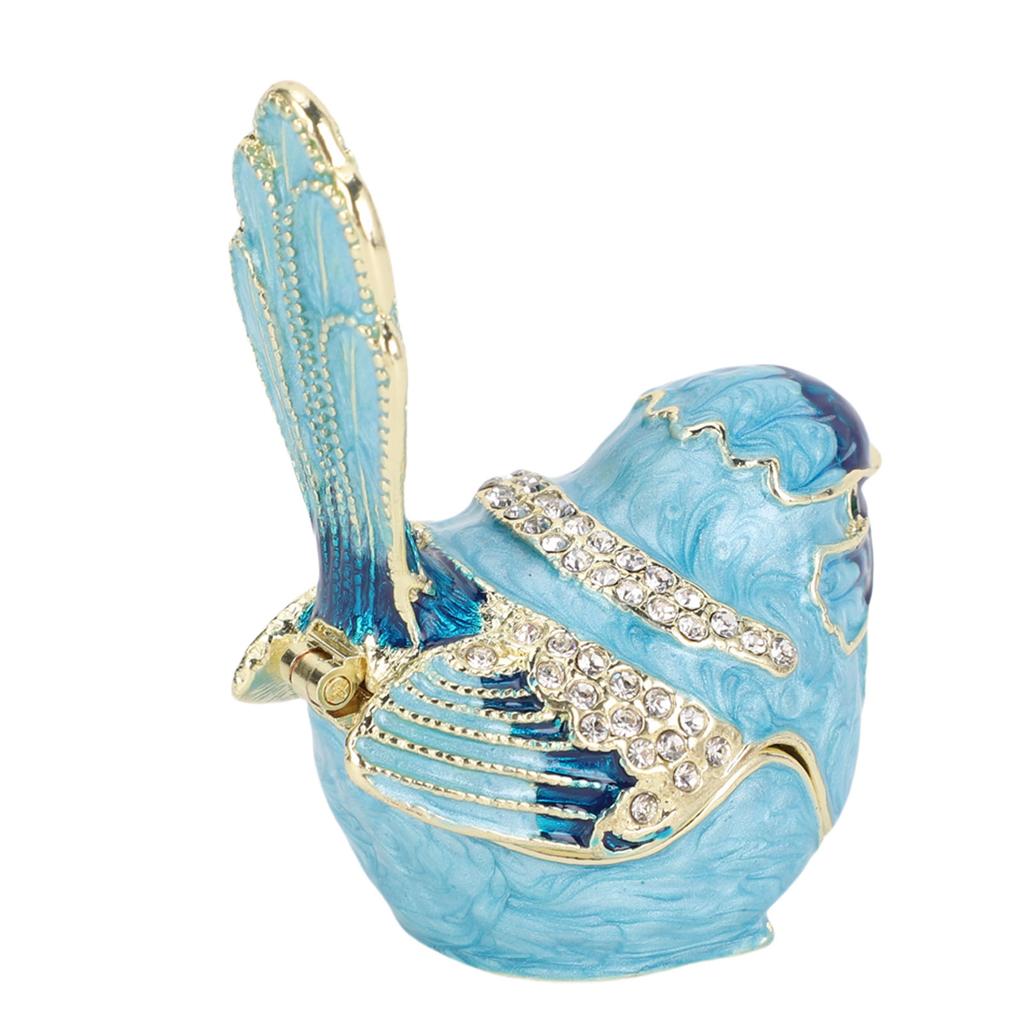 Bird Shaped Jewelry Box Zinc Alloy Enamel Trinket Box Multifunctional Necklace Ring Earrings Storage Box Home Decoration