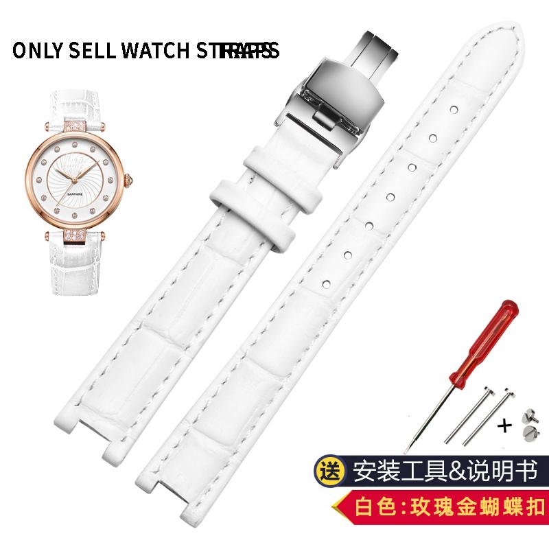 For Rossini 516752 616764 517784 5758G Notch Watch Chain Cowhide Leather Watchband Red Bracelet Men Women 14mm 16mm 18mm Strap