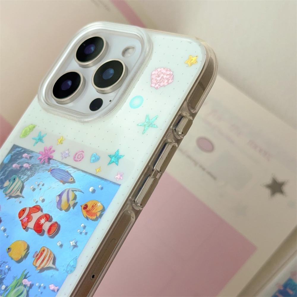 Корейский INS милый чехол для телефона с морскими рыбками для iPhone 13 14 15 16 Pro Max Fundas с брелоком кавайный милый защитный чехол Для 15 pro