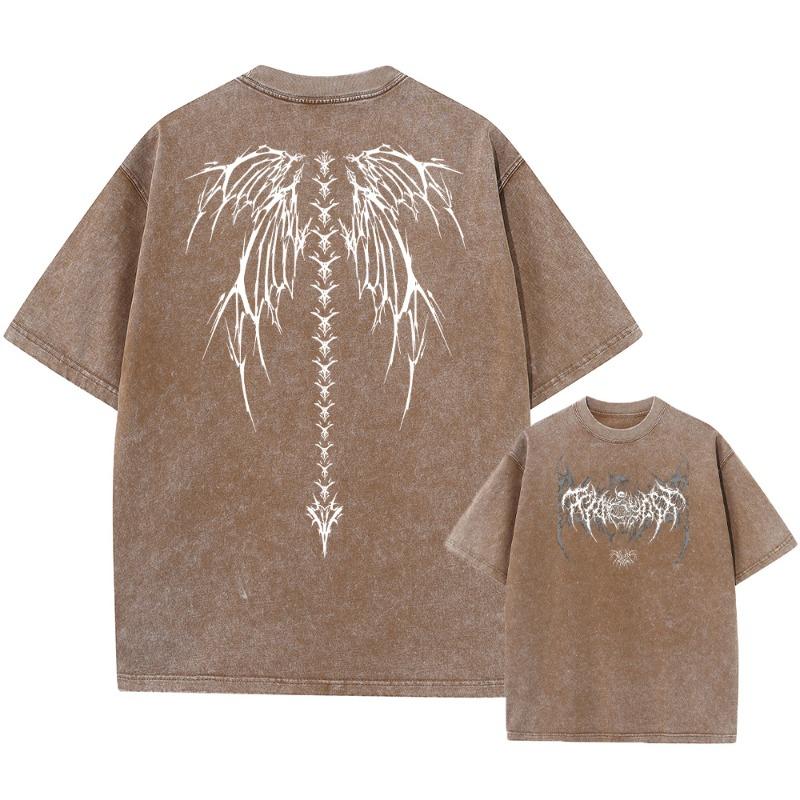 Y2k Харадзюку Ретро Кислотная Футболка Футболка с Принтом Streetwear Лето Чистый Хлопок Короткий Чистый Хлопок Стиранный Черный Топ Унисекс