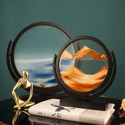 Вращающийся песчаный пейзаж, движущаяся картина из песка, круглая стеклянная картина из глубокого моря, 3D-песочные часы, зыбучие пески, текучая картина из песка, домашний декор, подарки