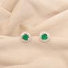 Green Onyx Gemstone 925 Sterling Silver Zircon Stud Earrings0.41" For Women Gift CZE-8-15