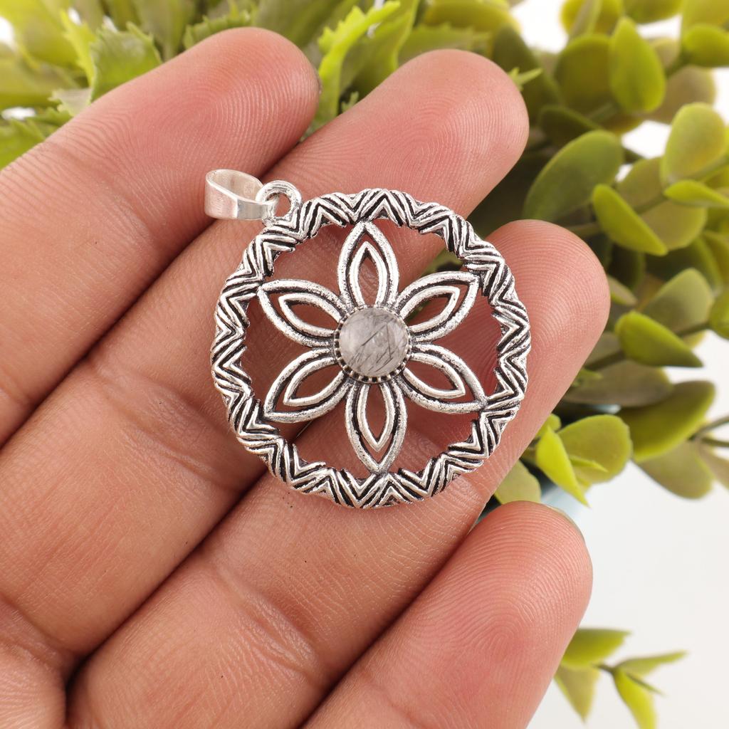 Подвеска из черного рутила, ювелирные изделия из цельного серебра 925 пробы с драгоценными камнями, подвеска ручной работы, на День благодарения