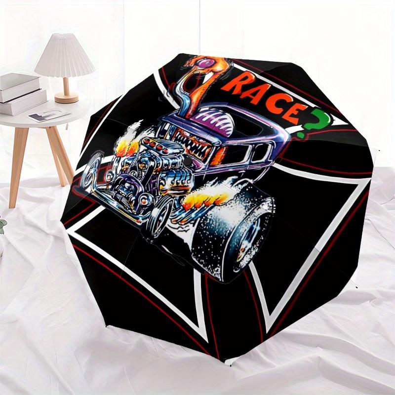 Dragster Race Car with Fiery Engine - Cool Automotive ArtworkUmbrella, Portable 3-Fold Compact Umbrella for Men & Women Gift