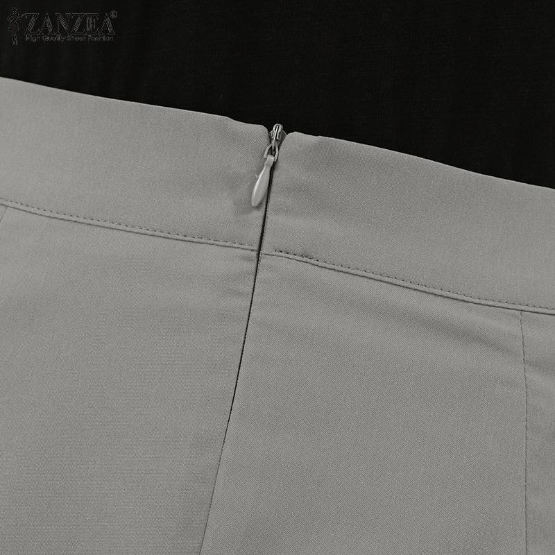 ZANZEA Women Elegant High Waist Casual Pleated Maxi Skirts Plus Size