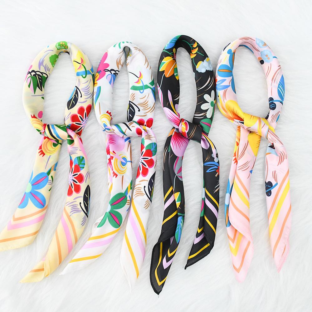 Women'S New Fashionable Atmosphere Simulation Silk Scarf Neck Protection Scarf Spring Summer Autumn Square Scarf
