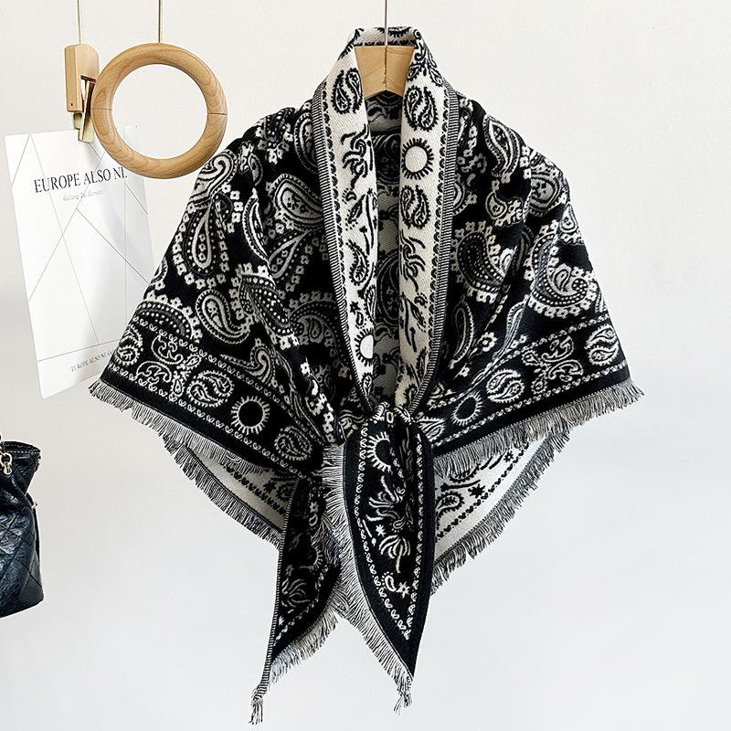 Big Cashew Jacquard Shawl Imitation Cashmere Scarf Winter Versatile Retro Shawl Warm Thickened Scarf