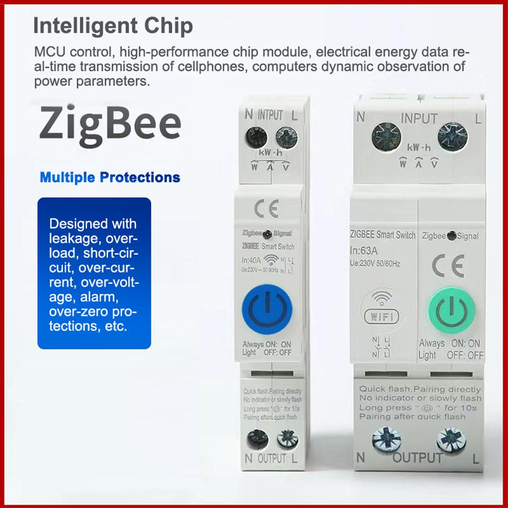 Умный автоматический выключатель Zigbee Беспроводное управление с мобильного телефона через приложение Дистанционное управление оборудованием для домашней автоматизации с помощью голоса