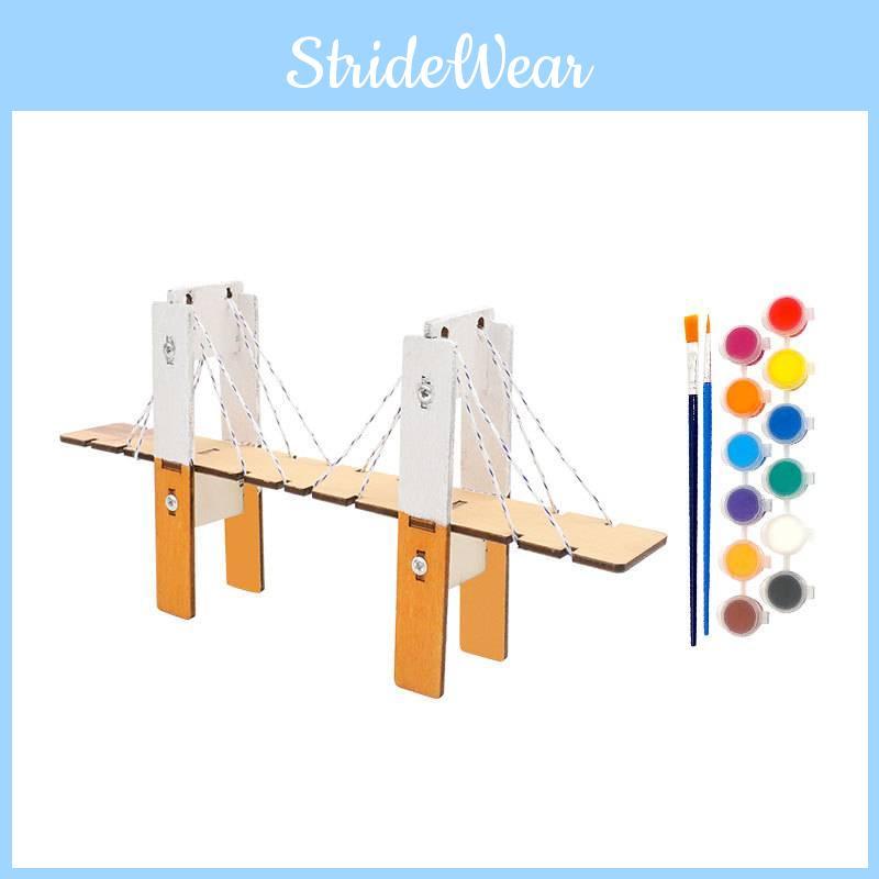 Kindergarten Students Wooden Assembled Cable-stayed Bridge Handmade Kit Cognitive Educational Toy Wholesale