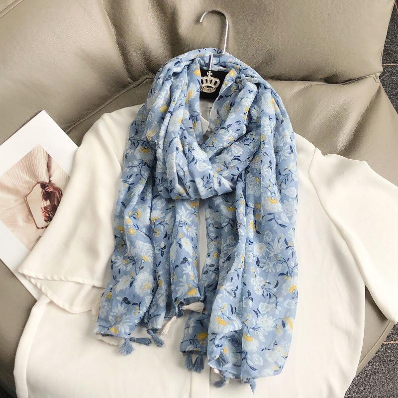 36 Designs Floral Print Voile Tassel Viscose Shawl Scarf Soft Thin Wrap Pashmina Headband Bufandas Muslim Hijab Sjaal 180*90Cm