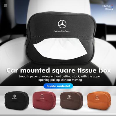 Car Mounted Tissue Holder Backseat Tissue Box With Fix Strap For Mercedes Benz C180 C300 W124 W176 W177 C200 C260 GLC CLE CLA WE10