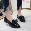 Fashion Fashion Pointed Toe Women Shoes Patent Leather Bowtie Loafers Women's Low Heels Slip On Casual Ballerina Shallow Mouth Shoes