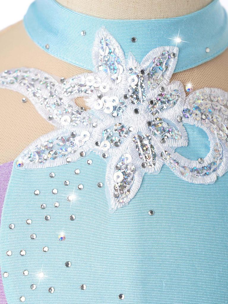 Платье для фигурного катания на коньках со стразами для девочек, детское платье для балета и танцев, детское гимнастическое платье для лирических танцев, костюмы