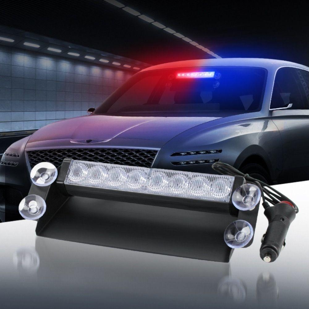 Flashing 8 LED Warning Light 8 LED Emergency Signal Lamps Flashing Windshield Flash Lighting Car