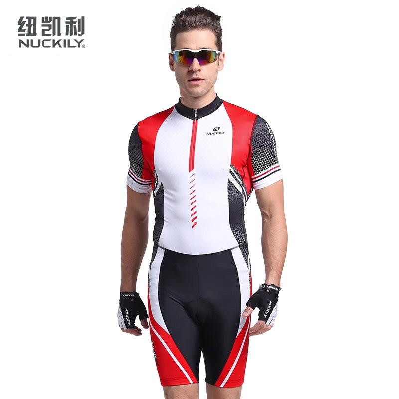 NUCKILY Summer Triathlon Suit Sunscreen Breathable Vest One-piece Swimsuit Cycling Suit Running Suit Short Sleeve