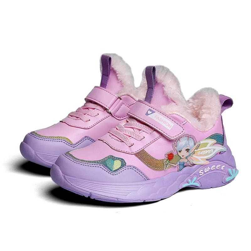 Autumn and Winter New Style Children's Cotton Warm Sports Running Shoes High-top Cotton Shoes Snow Shoes Children's Shoes Basketball Shoes Girl Shoes