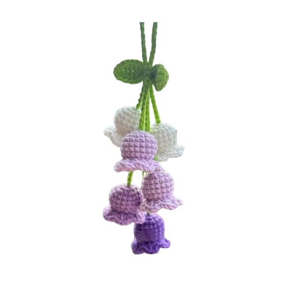 Подвесной автомобильный кулон ручной работы, вязаные лилии, очаровательные вязаные крючком украшения для салона автомобиля