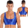 Men Basic Crop Tank Top Sleeveless Racerback Sport Crop Vest Top for Yoga Running
