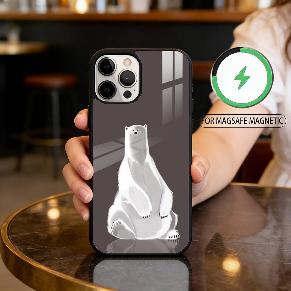 A-Животное P-Полярный B-Медведь Чехол для телефона для iPhone17,16,15,14,13,12,11 Plus,Pro Max Магнитный для Magsafe Беспроводной зарядки