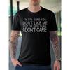 Европейские размеры Мужская оверсайз футболка с принтом "I DON'T CARE" - Текст Повседневная летняя футболка со средней эластичностью, Круглый вырез Свободный крой Верх