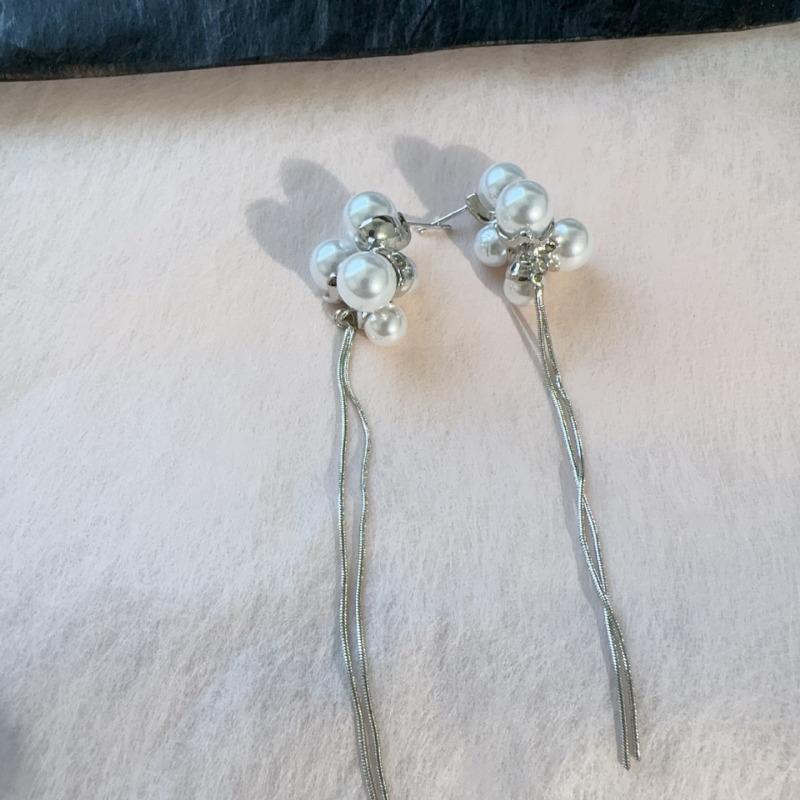 Новые модные роскошные легкие серьги с жемчугом, женские, с длинной бахромой, элегантный стиль для похудения лица, ощущение высокого класса