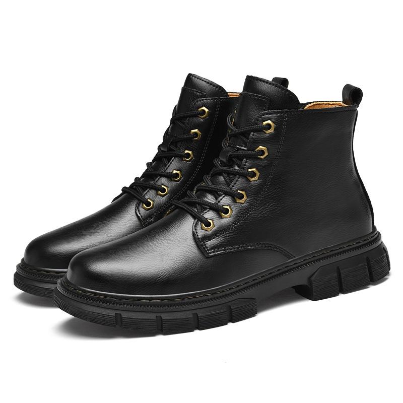 Зимние ботинки для снега Мужские теплые зимние высокие ботинки Martin Универсальные ботинки первого слоя из воловьей кожи с бархатом Ботинки Martin большого размера