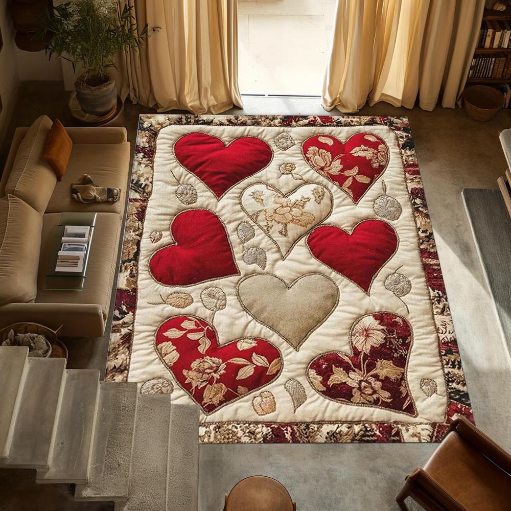 Valentine's Day Carpet Love Flower Cat Bear Printed Decorative Door Mat Entrance Living Room Bedroom Festive Atmosphere Rug